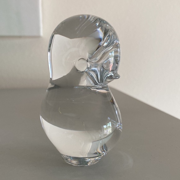 Large Vintage Glass Paperweight Baby Chick Bird Figurine Clear Tall 3.5 inches - Picture 6 of 12